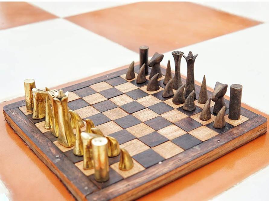 Mini Chess Set (Brass & Wood)